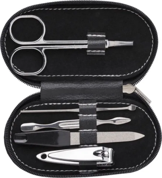 BLAKE PVC pouch with manicure set Crna