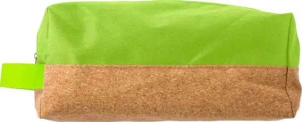 Lynn Polyester and cork toilet bag  green