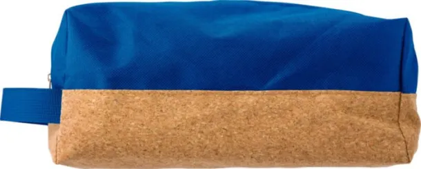 Lynn Polyester and cork toilet bag  blue