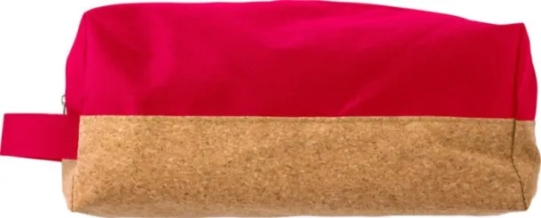 Lynn Polyester and cork toilet bag  red