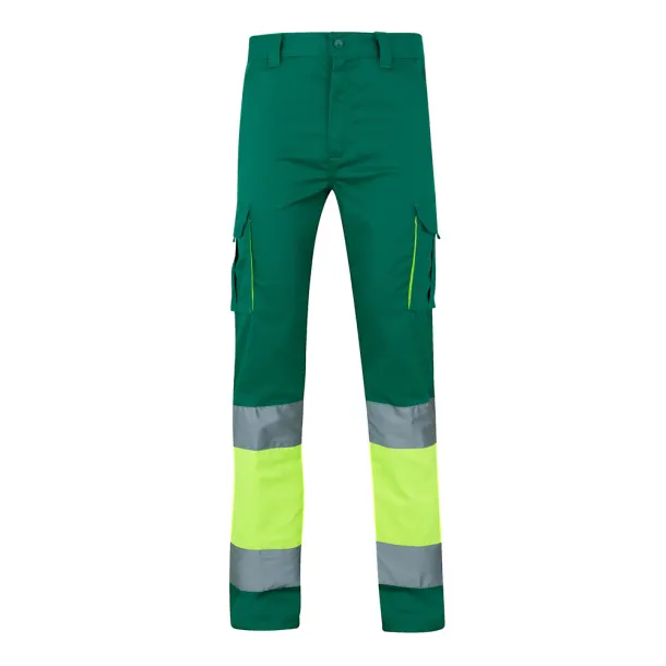 VL ZEUS Two-tone, multi-pocket stretch trousers (240g/m²), in cotton (46%), EME (38%) and polyester (16%) Green Yellow