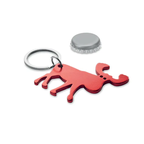 BOTTLE POPPER Recycled aluminium key ring Red