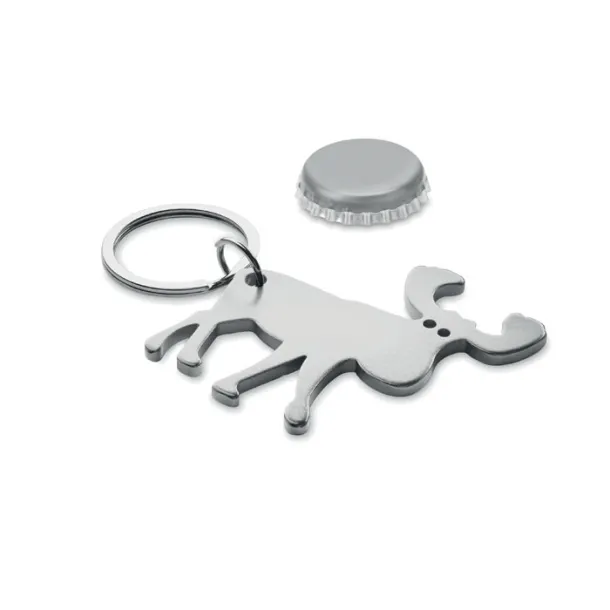 BOTTLE POPPER Recycled aluminium key ring Matt Silver