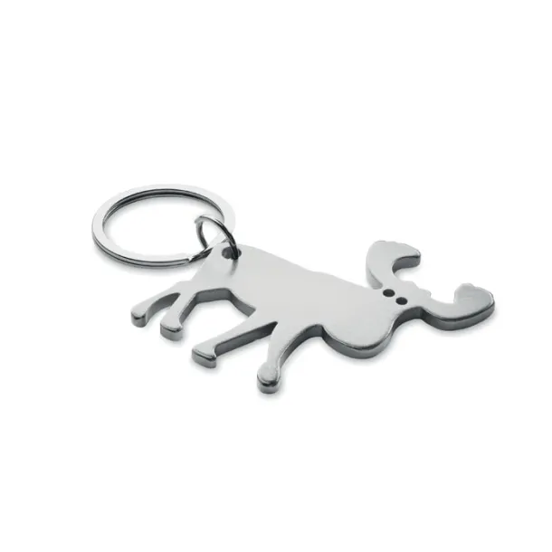 BOTTLE POPPER Recycled aluminium key ring Matt Silver