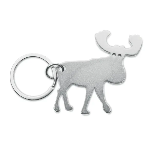 BOTTLE POPPER Recycled aluminium key ring Matt Silver