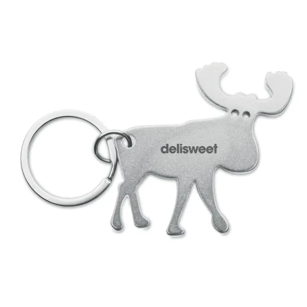 BOTTLE POPPER Recycled aluminium key ring Matt Silver