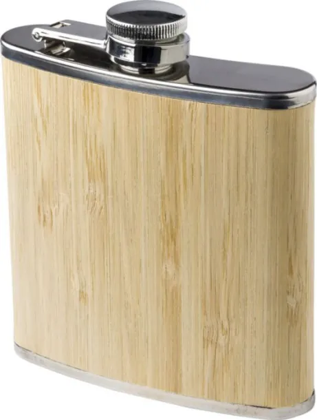 Hayden Stainless steel and bamboo hip flask