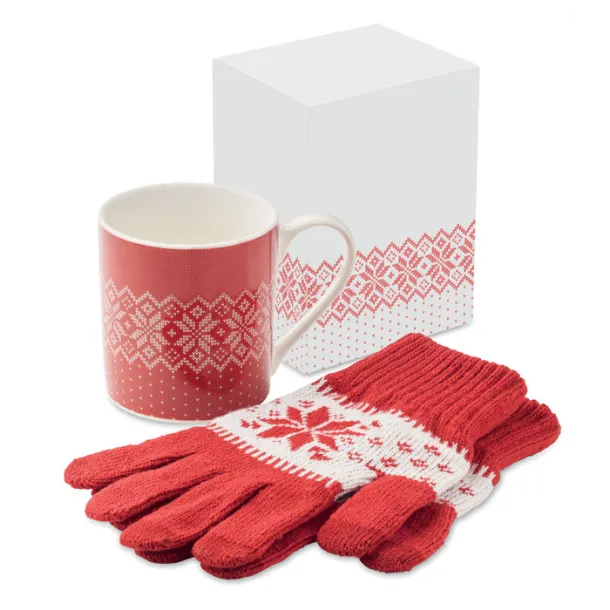 COPITO SET Winter gift mug and gloves set Red