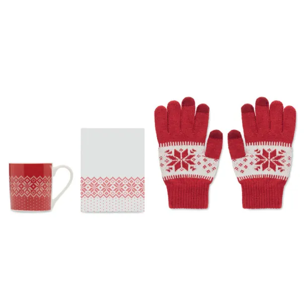 COPITO SET Winter gift mug and gloves set Red