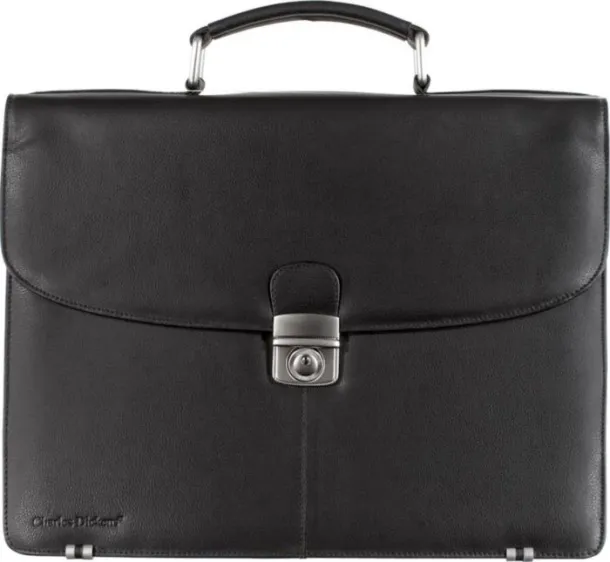 SHIA Leather Charles Dickens® briefcase - Charles Dickens Crna