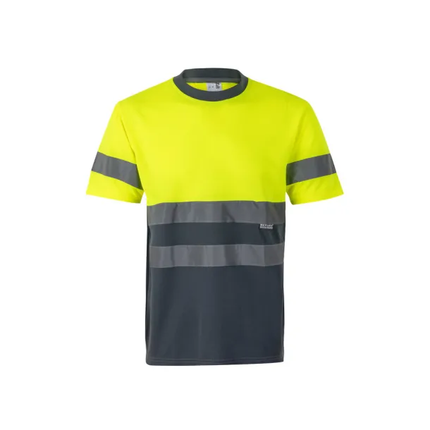 VL BRAHMA LARGE Two-tone bird-eye technical T-shirt (140g/m²), in polyester (100%) Grey Yellow