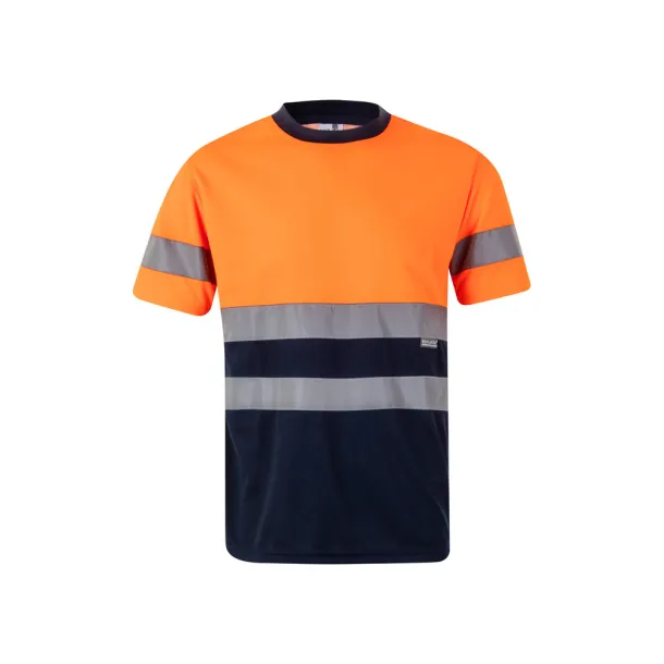 VL BRAHMA LARGE Two-tone bird-eye technical T-shirt (140g/m²), in polyester (100%) Navy Blue Orange