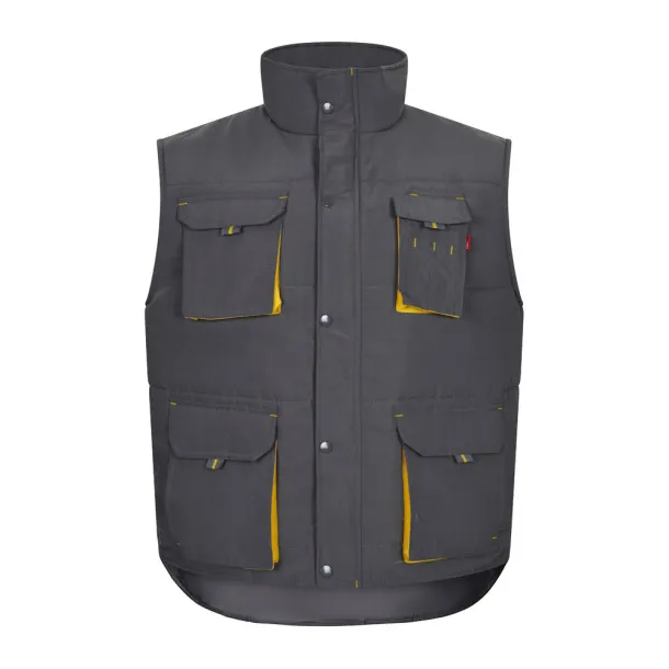 VL NERGAL Padded vest, two-tone, multi-pocket (120g/m²), in polyester (100%) Grey Yellow