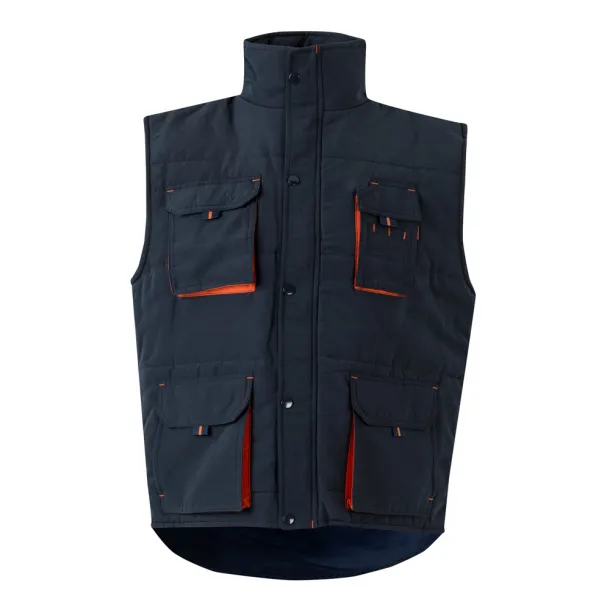 VL NERGAL Padded vest, two-tone, multi-pocket (120g/m²), in polyester (100%) Navy Blue Orange