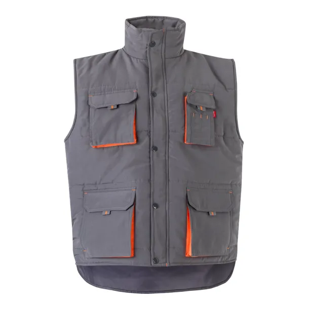 VL NERGAL Padded vest, two-tone, multi-pocket (120g/m²), in polyester (100%) Grey Orange