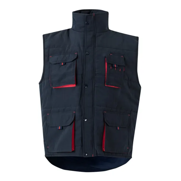 VL NERGAL Padded vest, two-tone, multi-pocket (120g/m²), in polyester (100%) Navy Blue Red