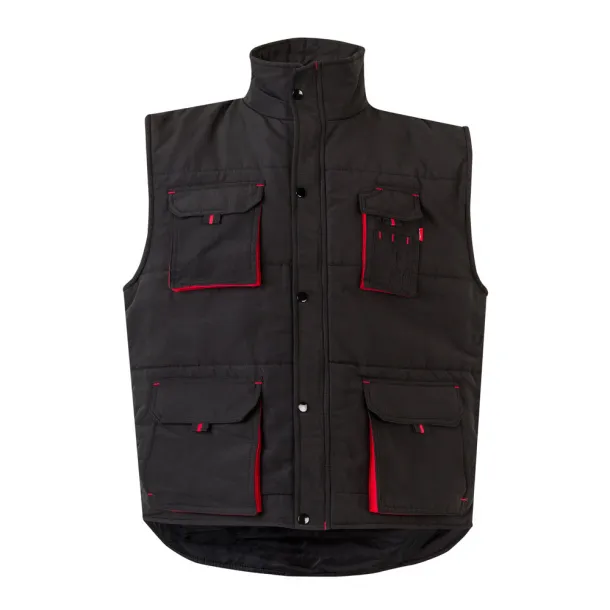 VL NERGAL Padded vest, two-tone, multi-pocket (120g/m²), in polyester (100%) Black Red