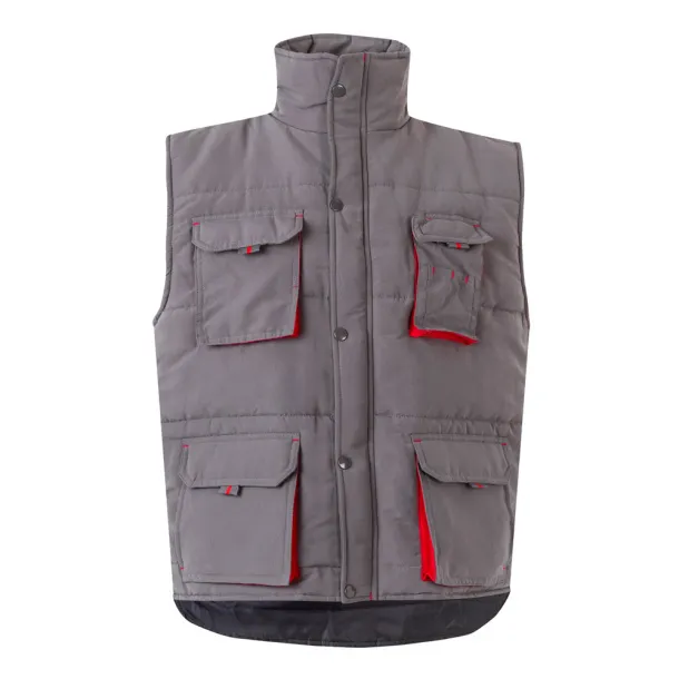 VL NERGAL Padded vest, two-tone, multi-pocket (120g/m²), in polyester (100%) Grey Red