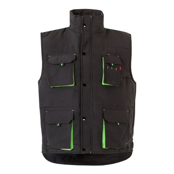 VL NERGAL Padded vest, two-tone, multi-pocket (120g/m²), in polyester (100%) Black Green