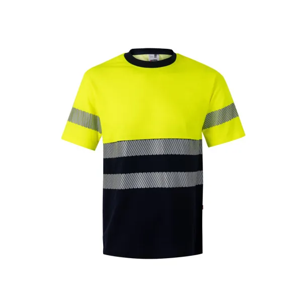 VL BASTET Two-tone piqué T-shirt (150g/m²), in cotton (55%) and polyester (45%) Navy Blue Yellow