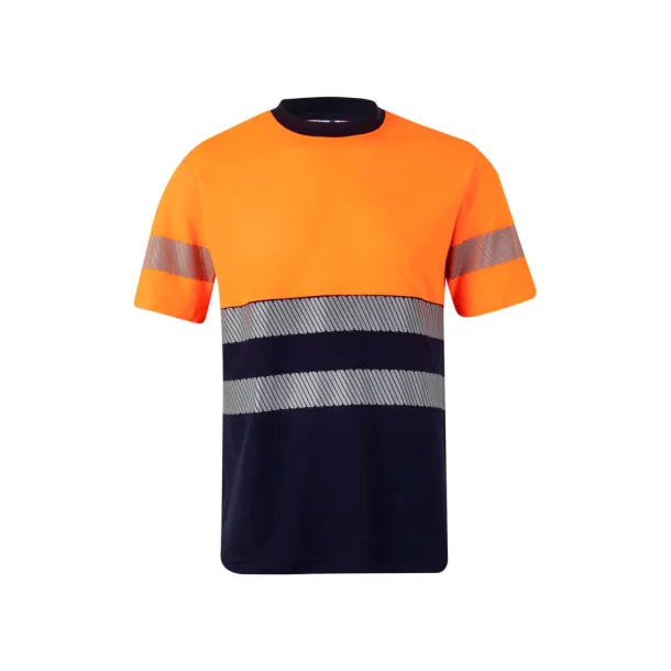 VL BASTET Two-tone piqué T-shirt (150g/m²), in cotton (55%) and polyester (45%) Navy Blue Orange