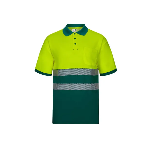 VL ACHELOUS Two-tone piqué polo shirt (150g/m²) with short sleeves, in cotton (55%) and polyester (45%) Green Yellow