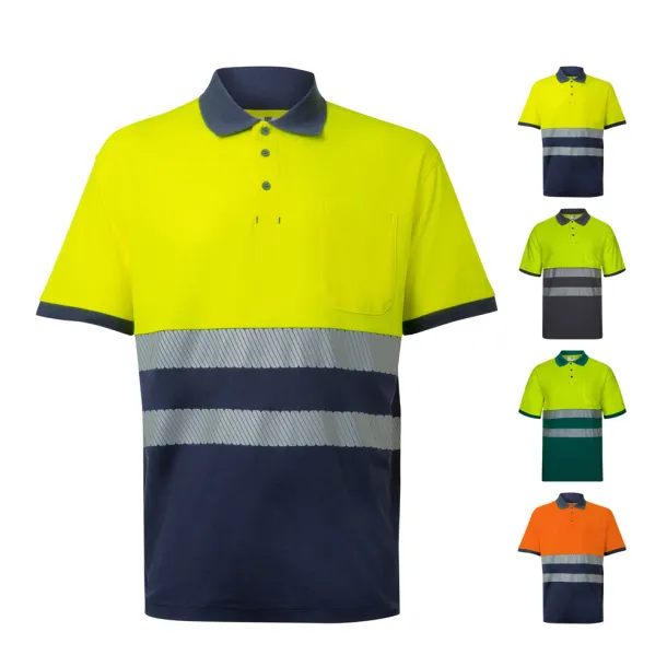 VL ACHELOUS Two-tone piqué polo shirt (150g/m²) with short sleeves, in cotton (55%) and polyester (45%)