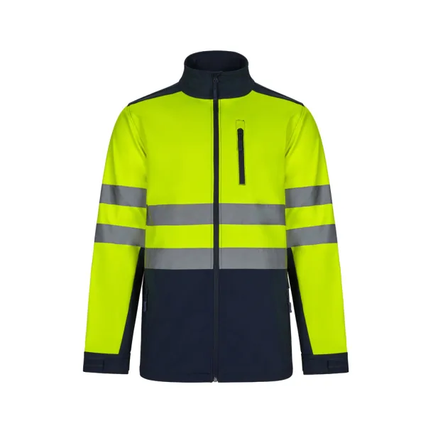 VL HESTIA LARGE Two-tone soft shell jacket (280g/m²), with fleece lining and TPU membrane, in polyester (96%) and elastane (4%) Navy Blue Yellow