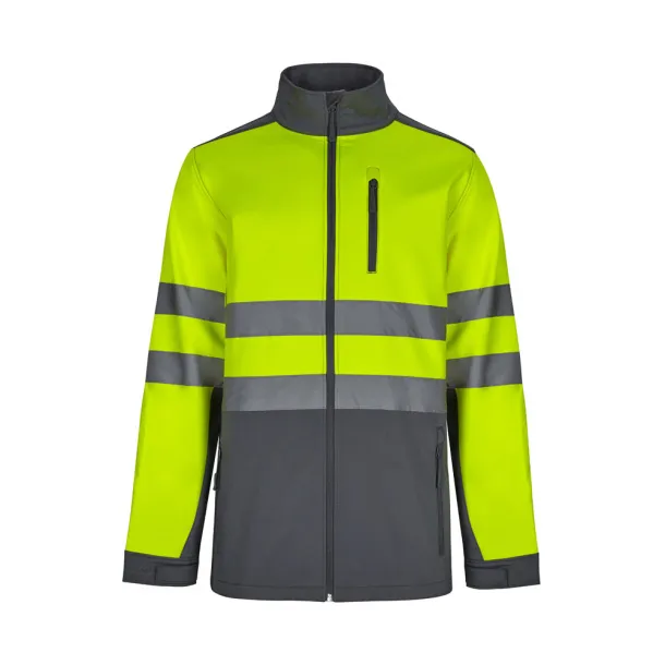 VL HESTIA LARGE Two-tone soft shell jacket (280g/m²), with fleece lining and TPU membrane, in polyester (96%) and elastane (4%) Grey Yellow