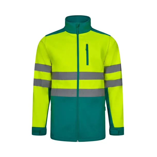 VL HESTIA LARGE Two-tone soft shell jacket (280g/m²), with fleece lining and TPU membrane, in polyester (96%) and elastane (4%) Green Yellow