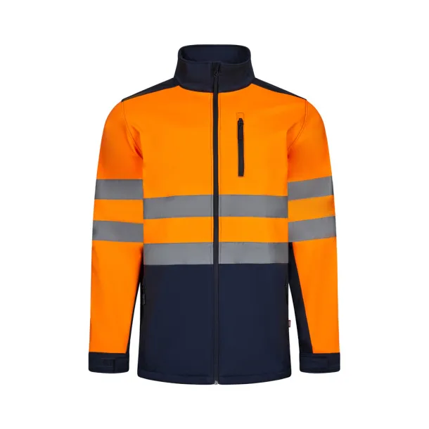 VL HESTIA LARGE Two-tone soft shell jacket (280g/m²), with fleece lining and TPU membrane, in polyester (96%) and elastane (4%) Navy Blue Orange