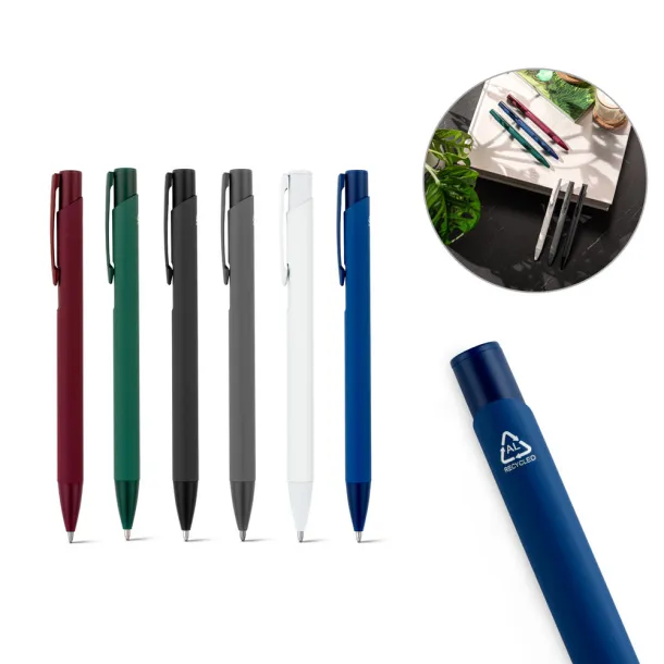 CLINT Recycled aluminium (100% rAL) ballpoint pen with rubber finish