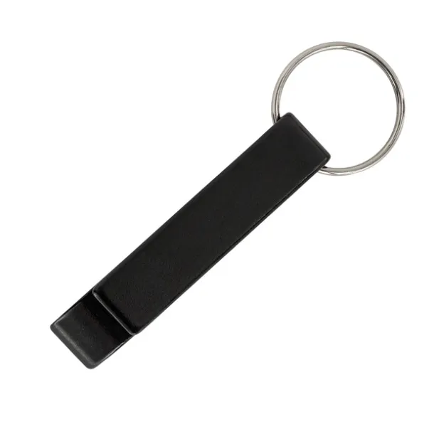 ALUMINIUM key ring with opener Black