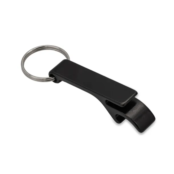 ALUMINIUM key ring with opener Black