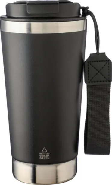 Kayla Recycled stainless steel double-walled drinking mug 500 ml Crna