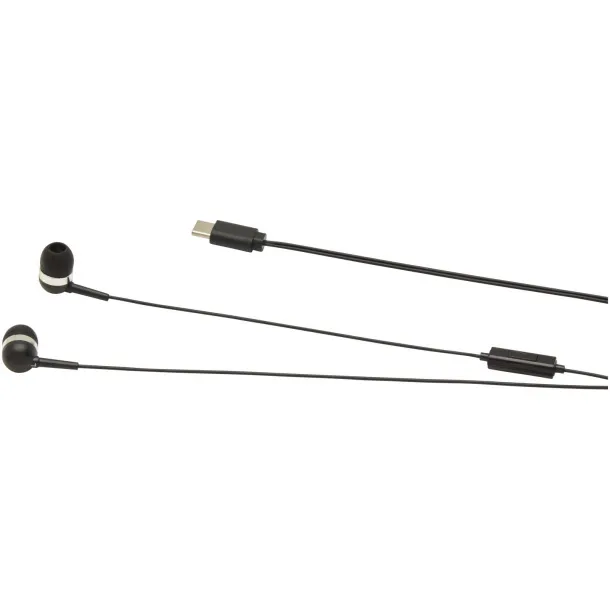 Baekdu wired Type-C headset with recycled plastic storage box Crna