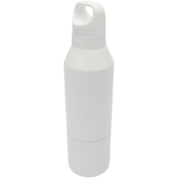Odessy 600 ml RCS certified recycled stainless steel insulated bottle with 300 ml cup White