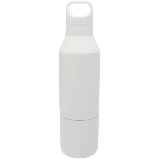 Odessy 600 ml RCS certified recycled stainless steel insulated bottle with 300 ml cup White