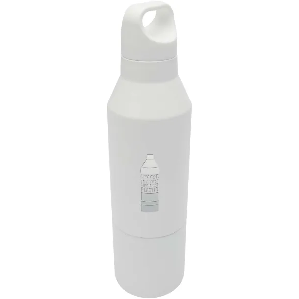 Odessy 600 ml RCS certified recycled stainless steel insulated bottle with 300 ml cup White