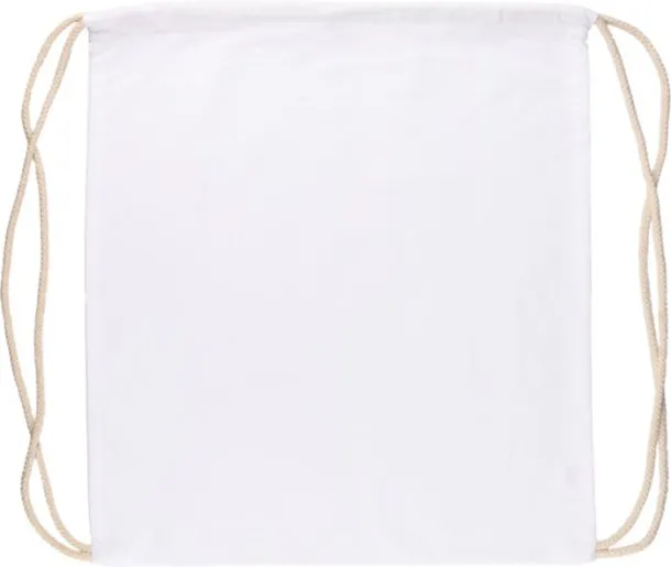BRIDGET Oeko-Tex cotton (140 gsm) drawstring backpack Bijela