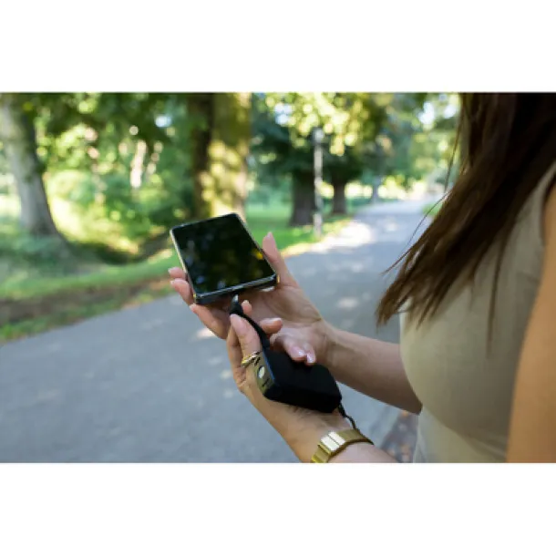 Dimetrice prijenosna baterija s karabinerom i svijetlom 1W, 4.000 mAh Crna