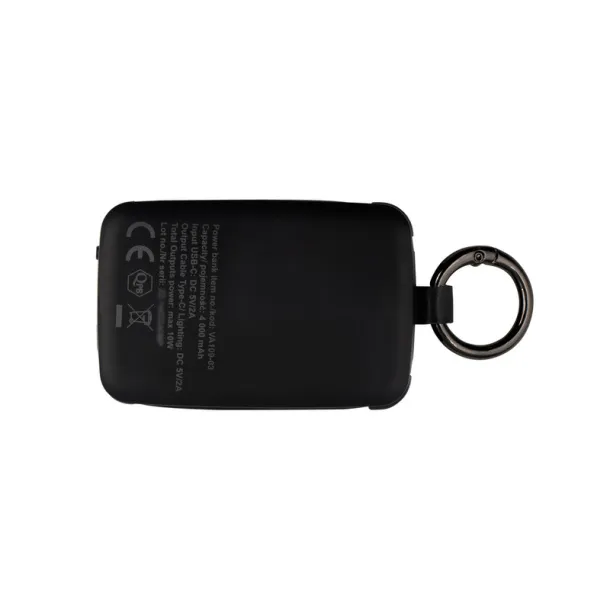 Dimetrice prijenosna baterija s karabinerom i svijetlom 1W, 4.000 mAh black