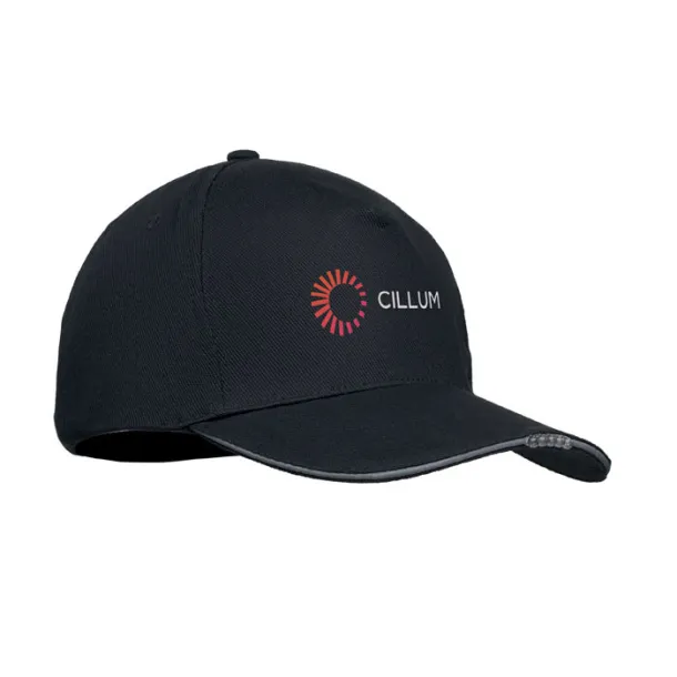 LUZCAP 5 panel LED cotton cap 220gr/m² Black