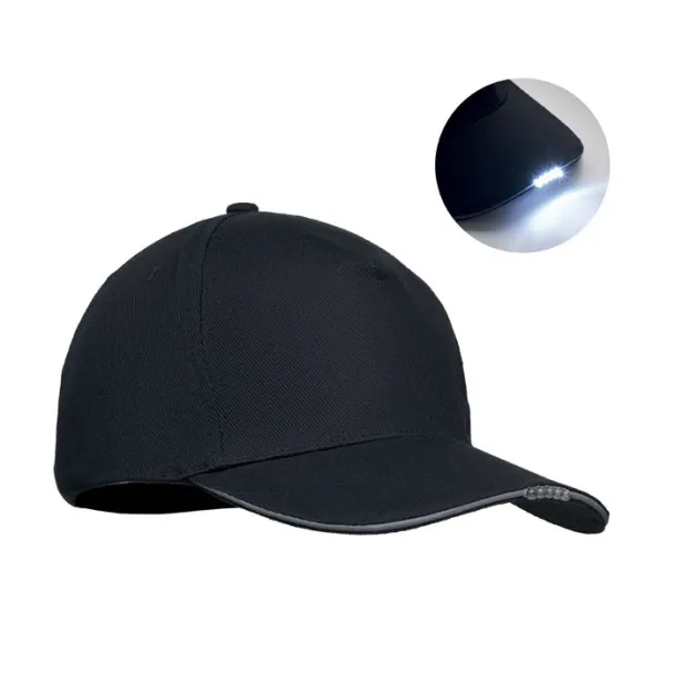 LUZCAP 5 panel LED cotton cap 220gr/m² Black