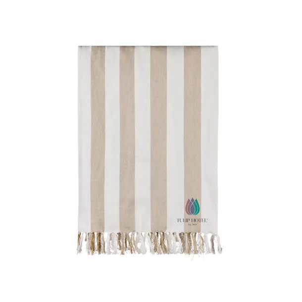 VINGA Ornos GRS recycled cotton hammam towel - Vinga beige, white White