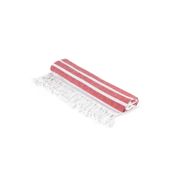 SARDENHA Beach towel in cotton (70% recycled) and polyester (30% recycled) (180 g/m²) Red