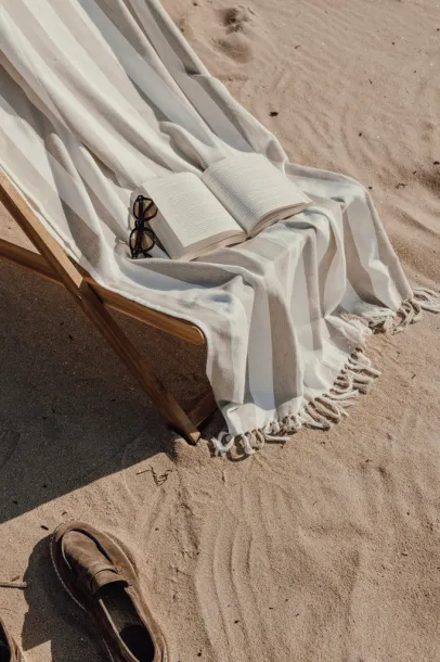  hammam ručnik od GRS recikliranog pamuka, 200 g/m² - Vinga beige, white Bijela