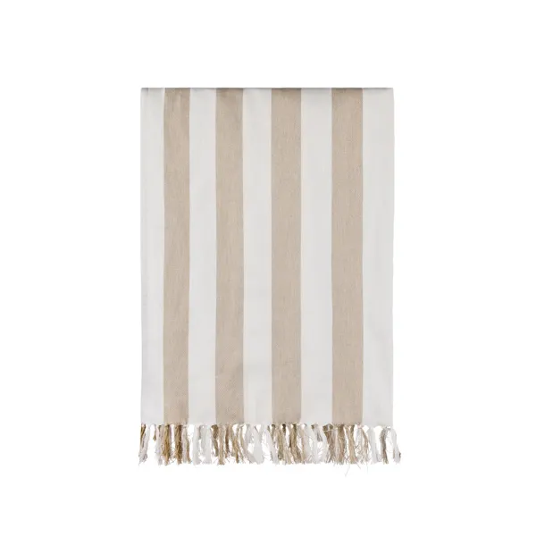 VINGA Ornos GRS recycled cotton hammam towel - Vinga beige, white White