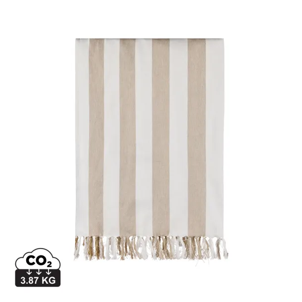 VINGA Ornos GRS recycled cotton hammam towel - Vinga beige, white White