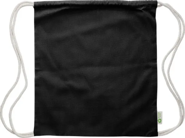 Joy Recycled cotton drawstring bag black